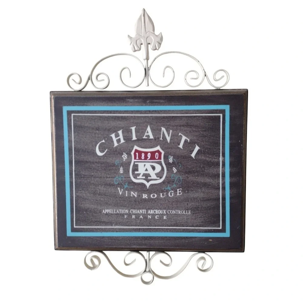 Vintage Chianti Vin Rouge Decor Plaque Wine Decor France Metal‎ Wood France